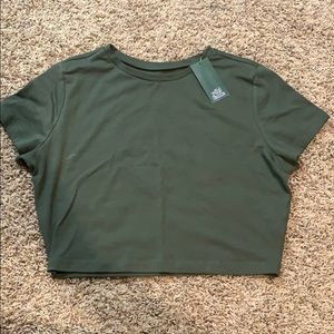 Olive green crop top, size XL